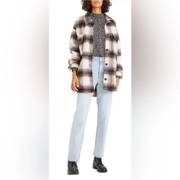 Sanctuary Folsom Plaid Shacket Jacket Small Evereve - Like New - Picture 4 of 6
